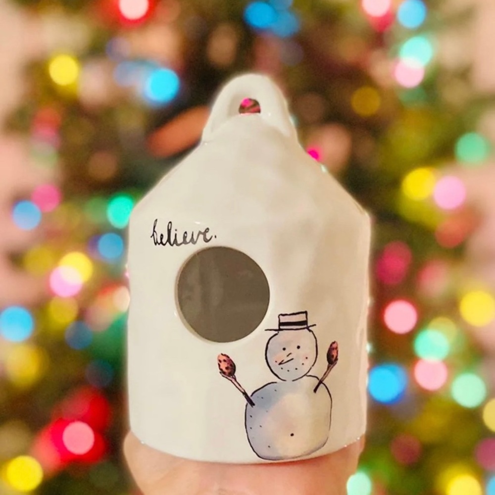 Mini Believe Snowman Round Birdhouse New